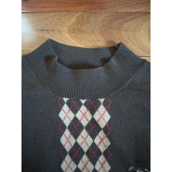 Vtg Crocodile Women’s Argyle Sweater Vest Brown Mock Neck Knit Pullover Preppy - Picture 5 of 9